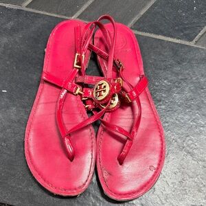 Tory Burch Red Sandals with Gold Details